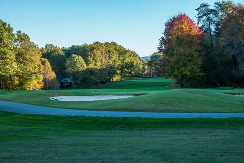 Sun setting at the golf course Stock Photos