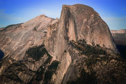 Sun Setting on Half Dome, Yosemite National Park, California Stock Photos