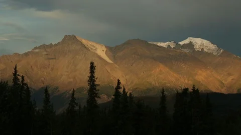 Sun Setting on Mountain Range in Alaska Stock Footage 121540425