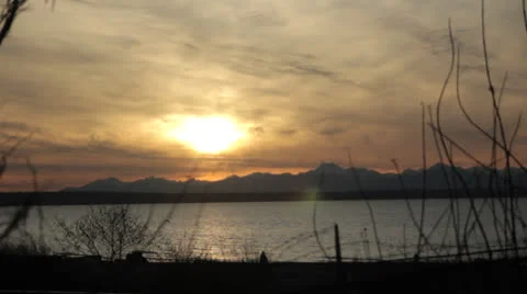 Sun Setting On Mountain Range Calm Peaceful Video stock 25139121