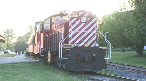 Sun setting at old train station on sunny summer evening Stock Footage 39349533