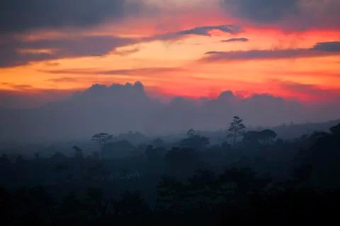 Sun setting over Bali Stock Photos