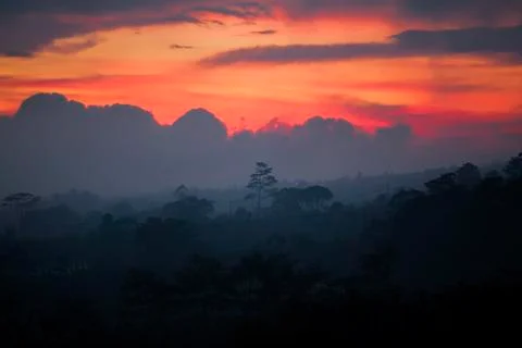 Sun setting over Bali Stock Photos