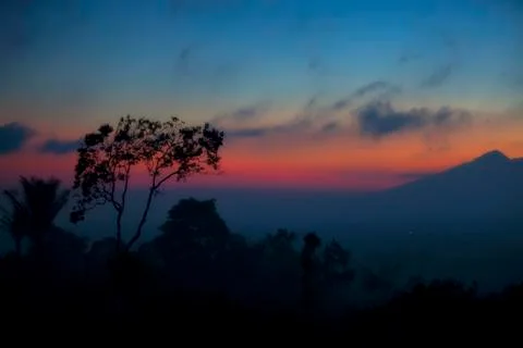 Sun setting over Bali 스톡 사진