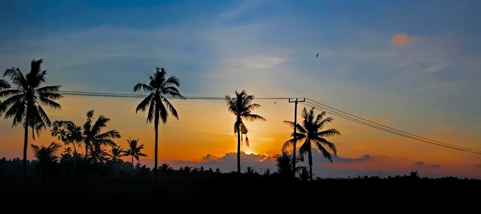 Sun setting over Bali Stock Photos