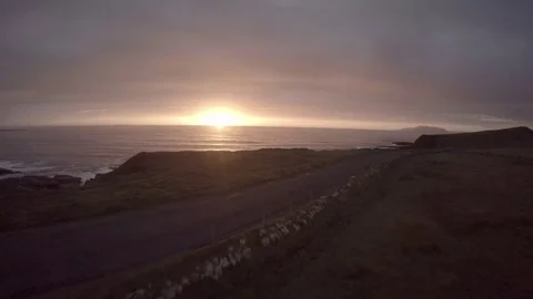 Sun setting over the beautiful ocean Stock Footage 79823093