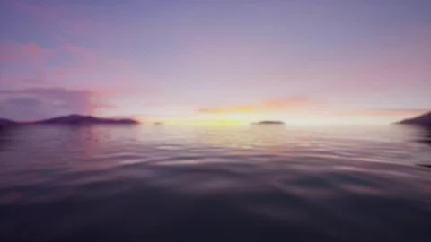 The sun is setting over a body of water Stock Illustration