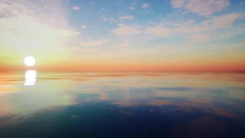 The sun is setting over a calm ocean Stock Illustration