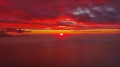 Sun setting over calm sea natural landscape Stock Footage 345448566