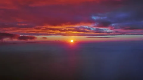 Sun setting over calm sea natural landscape Stock Footage 345448927