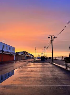 Sun setting over Cleethorpes 스톡 사진