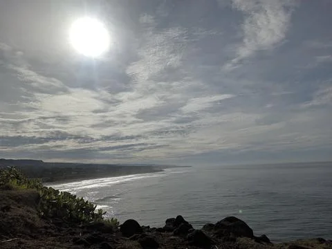 Sun Setting Over An Empty Beach in Garut Stock Photos