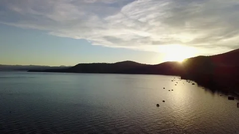 Sun Setting Over Lake Tahoe Stock Footage 81015056