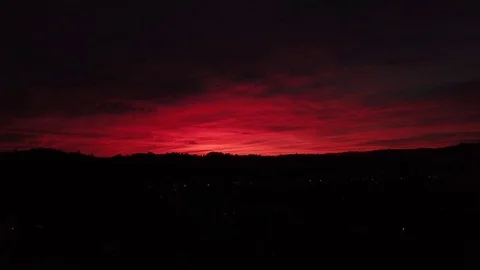 Sun Setting Over Los Angeles Aerial Flyover Stock Footage