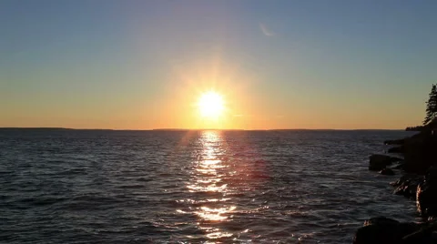 Sun Setting Over Ocean in Maine Video stock 938765