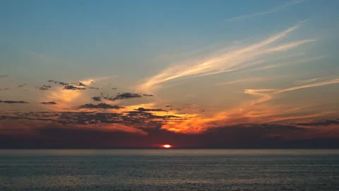 Sun setting over the ocean, time lapse. Stock Footage 139511809