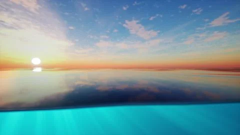 The sun is setting over the ocean water Stock Illustration