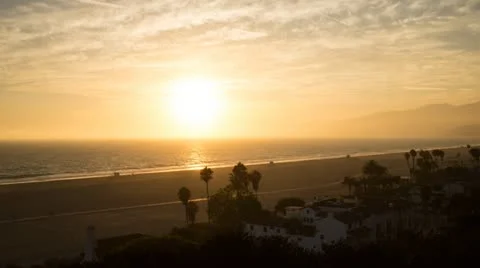 Sun Setting Over Pacific Ocean In Santa Monica California HD Timelapse Stock Footage 18186027