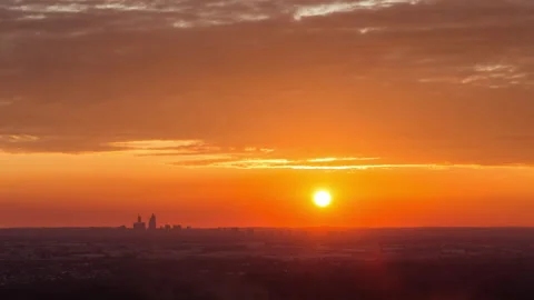 Sun setting over Perth City from Lions Look out sunset Timelapse Stock Footage 147310753