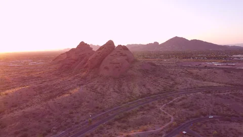 Sun setting over Phoenix Arizona, USA Stock Footage 132893947