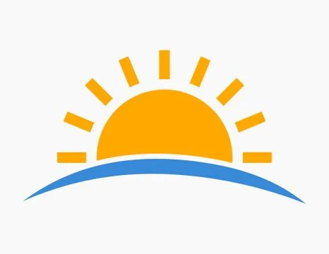 Sun setting over sea icon. Vector illustration. Stock Illustration