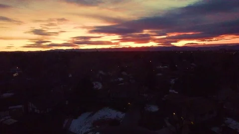 Sun setting over suburbia Stock Footage 71959643