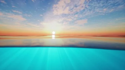 The sun is setting over the water in the ocean Stock Illustration