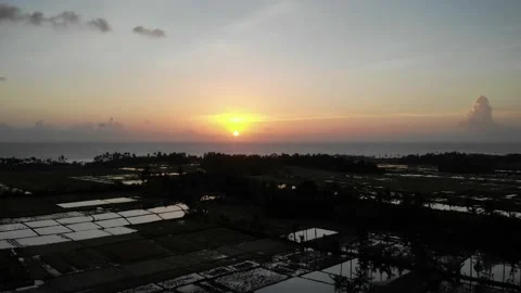 Sun Setting in the Rice Fields - Bali, Indonesia Stock Footage 152863001