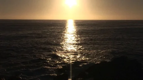 Sun before setting on sea Stock Footage 93190656