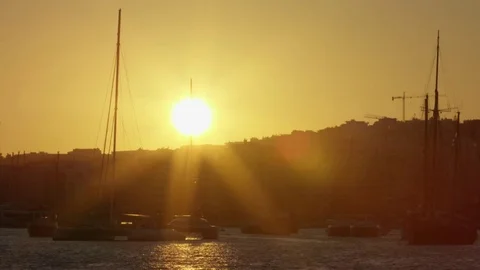 Sun setting in Sliema, Malta Stock Footage 74816365