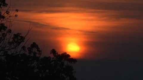 Sun Setting in a Smoke Filled Sky Atomic Sunset- Video stock 101564857