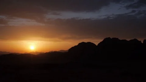 Sun Setting Wadi Rum Wide Stock Footage 76204123
