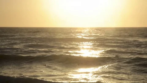 Sun Setting on Waves, Close Stock Footage
