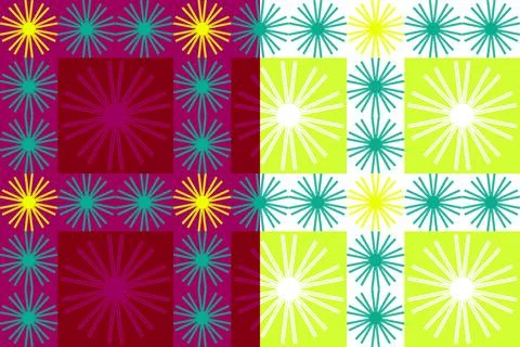 Sun shape seamless pattern. Geometric square colorful illustration, transparent Stock Illustration