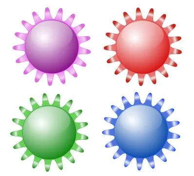 Sun Shaped Announcement Buttons Stock Illustration