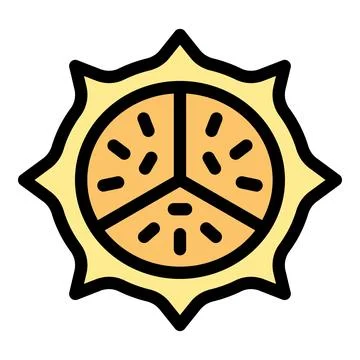 Sun shaped divided circle with seeds, symbolizing growth and nature Stock Illustration