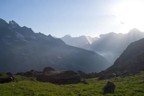 Sun shine in the mountain Stock Photos