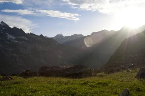 Sun shine in the mountain Stock Photos