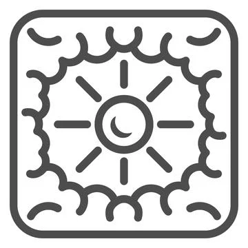 Sun shine through clouds line icon, weather and climate concept, sunshine cloudy Stock Illustration