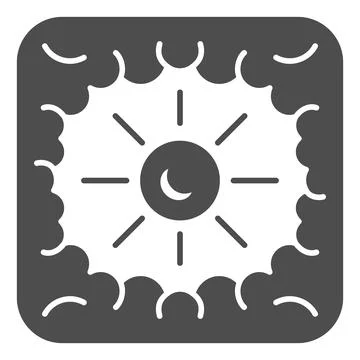 Sun shine through clouds solid icon, weather and climate concept, sunshine Stock Illustration