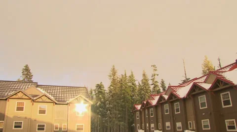 Sun Shines Bright on Mountain Resort Stock Footage 36730701