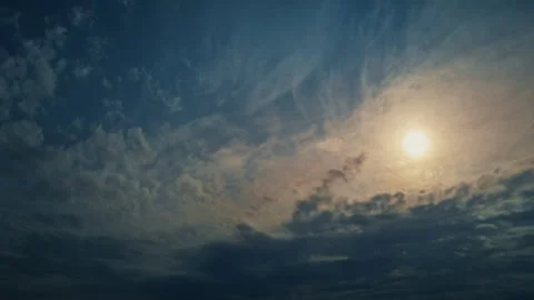 Sun Shines Brightly Through The Clouds While a Bug Swirls Around Slow Motion 4K Stock Footage 308394708