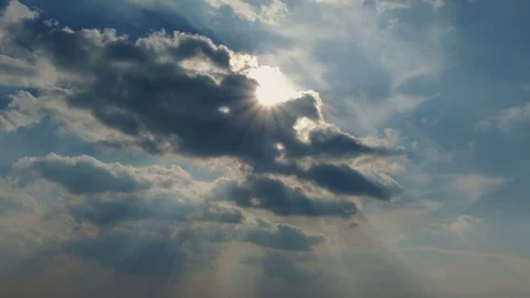 Sun Shines Out From Clouds Stock Footage 74422540