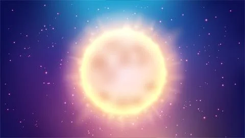 The Sun Shines in The Sky. Turquoise Backdrop, Widescreen Vector Illustration Stock Illustration