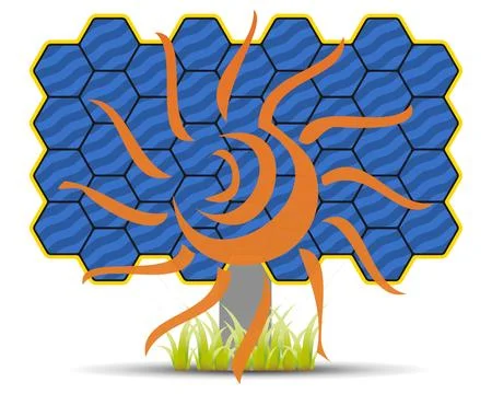 Sun Shines On Solar Panel イラスト素材