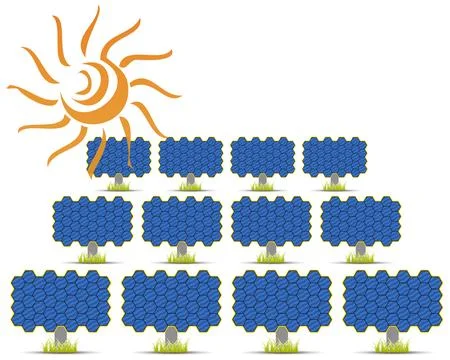 Sun Shines On Solar Panels イラスト素材