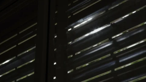 Sun shines through electric blinds going up until window is open completely Vidéo 107708487