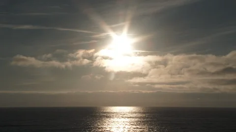 Sun Shining Above Cloudy Sky And Sea Scenic Stock Footage 112626335