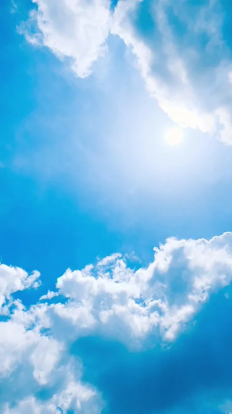 The Sun is Shining and Come Out of Big Clouds on Bright Blue Sky Stock Footage 341051833