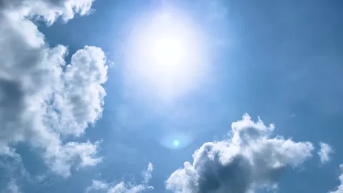 The sun shining and grey clouds on blue sky background compound of a monastery Stock Footage 311062549